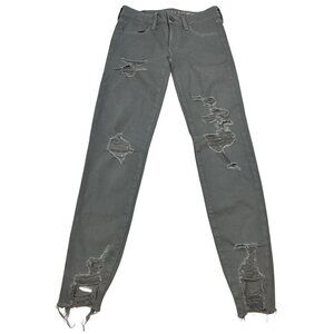 American Eagle Outfitters Women’s Distressed Jeggings Low Rise Gray Size 0